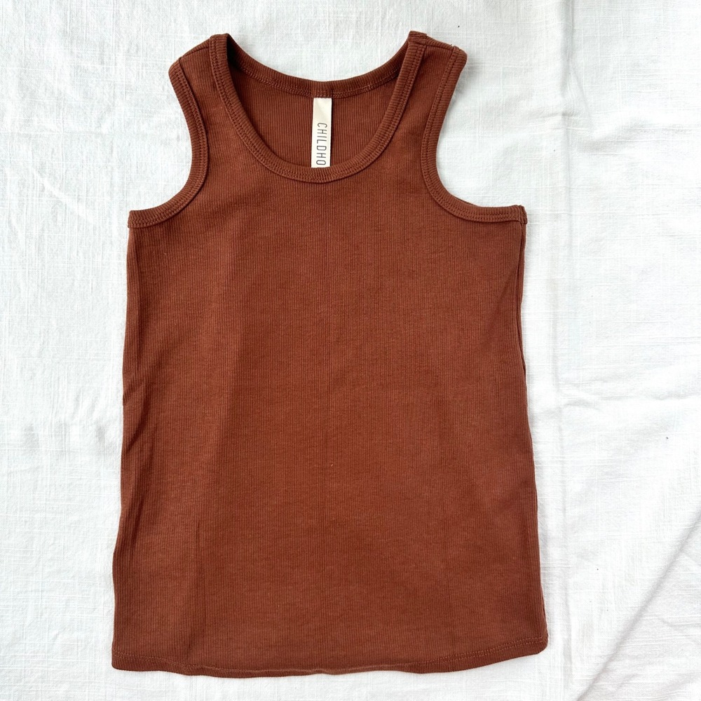 CHILDHOODS Clothing RIB KNIT‎ TANK TOP CO - COGNAC TRI BLEND Ribbed  USA 8/9